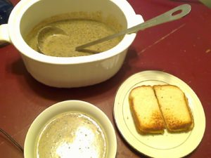 Soup and grilled cheese sandwich