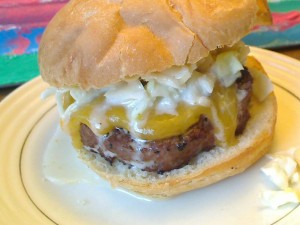 nick_burger Raleigh Burger - Coleslaw Cheddar on a Kaiser Roll