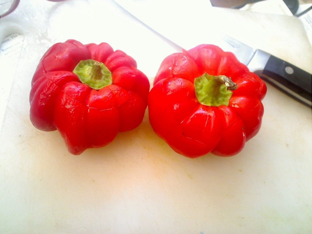 Red Sweet Peppers with an 8 inch Chef's Knife