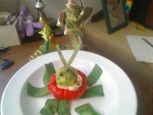 Red Pepper Stuffed with Crab Salad and Guacamole