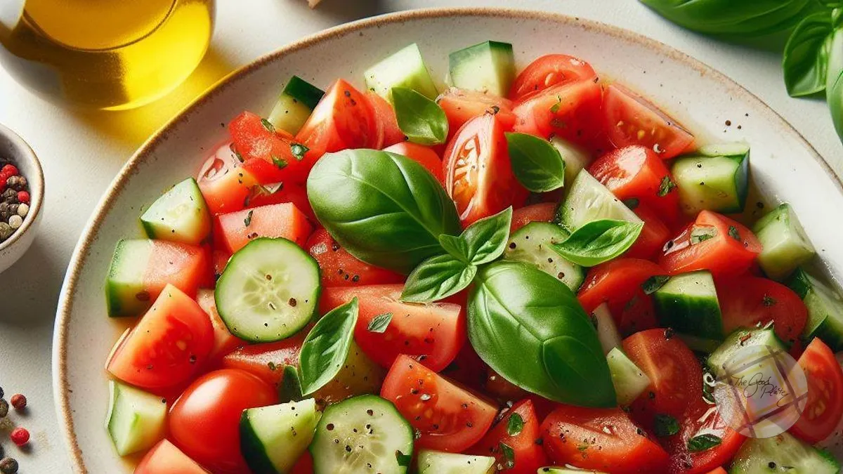 Tomato Cucumber Salad for Curried Chicken Roll-ups