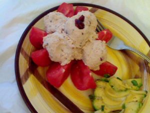 Turkey Salad Stuffed Tomato and Avocado