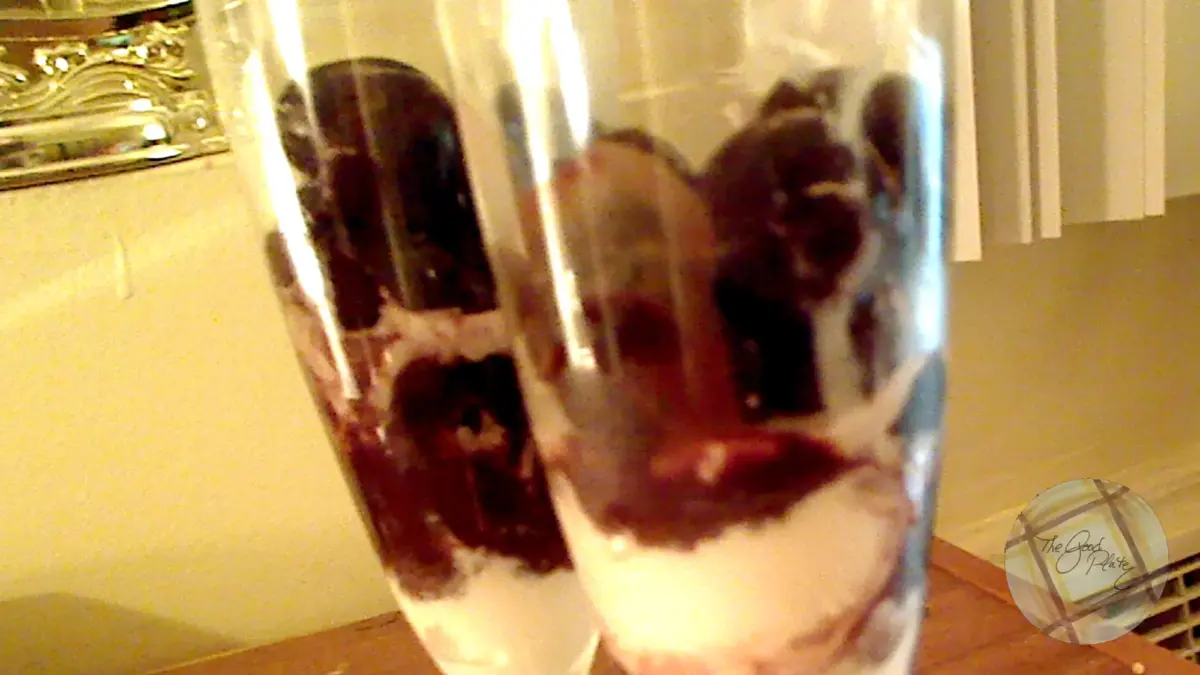 Cherries Jubilee with Chocolate Cherry Sauce Ingredients 1 can dark, pitted cherries 1 tablespoon butter 1/3 cup powdered sugar 2 tablespoons unsweetened cocoa 1 tablespoon sherry Vanilla ice cream Instructions Drain the cherries, reserving the juice. In a saucepan, melt the butter on low heat. Add the powdered sugar, and stir. Add cherry juice, and stir. Add the cocoa and stir until all the lumps have disappeared. Add the sherry and let the sauce cook until it has thickened. Thickened Chocolate Cherry Sauce Put ice cream in nice dishes, and top with the cherries. Carefully spoon some of the sauce on each dessert. Refrigerate any remaining sauce. Finished Dessert