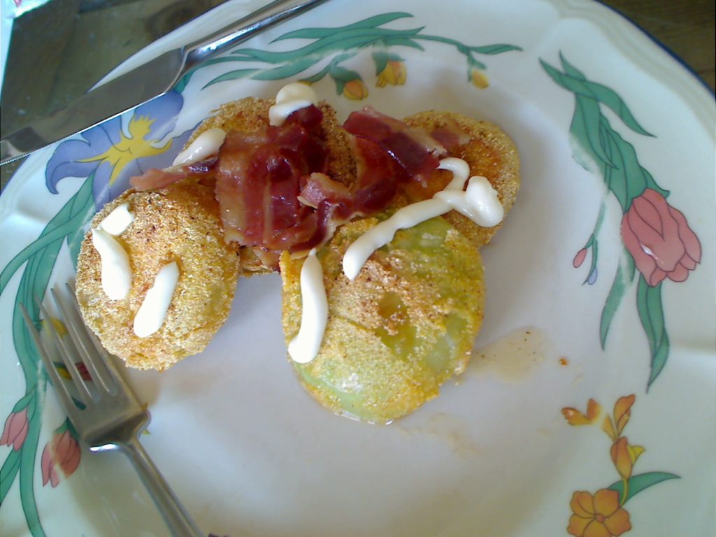 Fried Green Tomatoes with Bacon