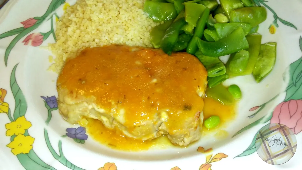 Pork Chop Apricot Wine Sauce Plated