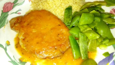 Pork Chop Apricot Wine Sauce Served