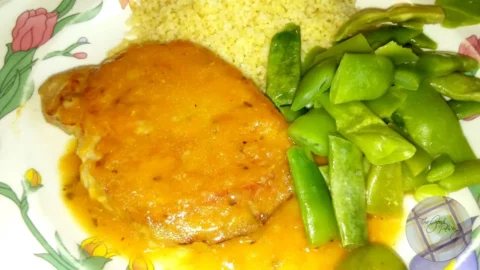 Pork Chop Apricot Wine Sauce Served