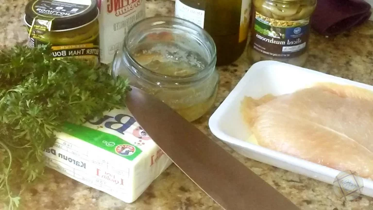 chicken with wine and mushrooms mise en place