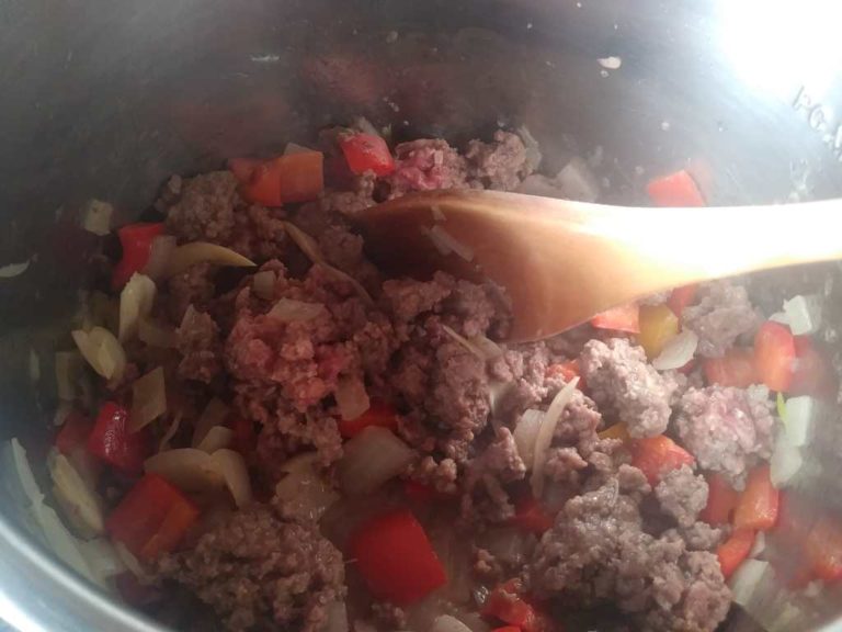 Meat added to pot