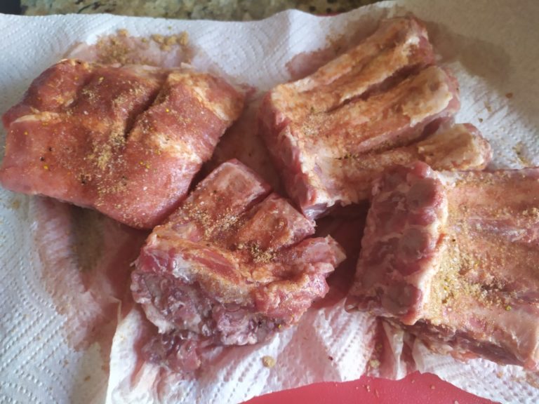 Ribs with rub and prepped