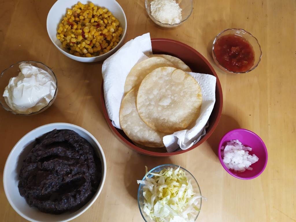 Black Bean Tostada Fixings