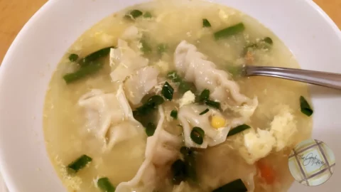 Egg Drop Soup With Dumplings Served