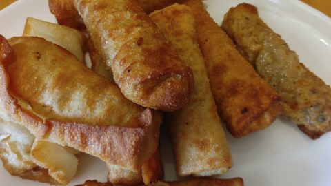 Air-Fried Egg Rolls with Steak, Rice and Cabbage