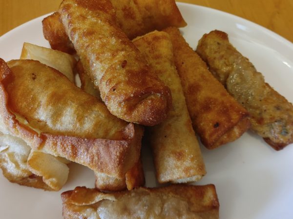 Air-Fried Egg Rolls with Steak, Rice and Cabbage 