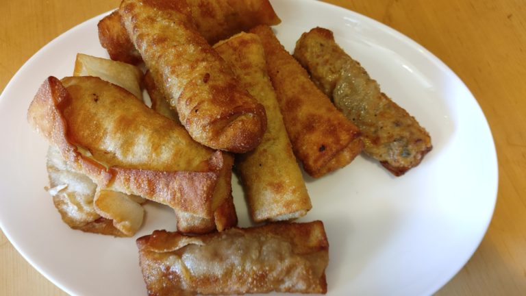 Air-Fried Egg Rolls with Steak, Rice and Cabbage