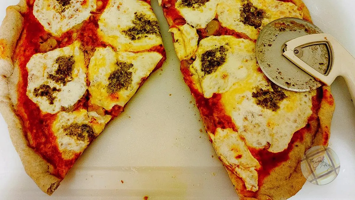 Whole Wheat Sourdough Pizza With Pesto Served