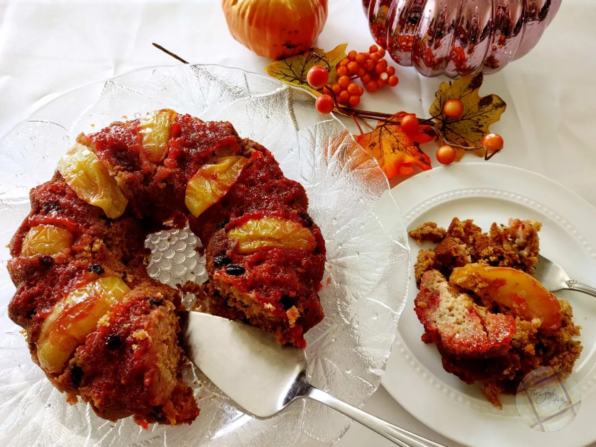 Applesauce Upside Down Cake with Red Hots