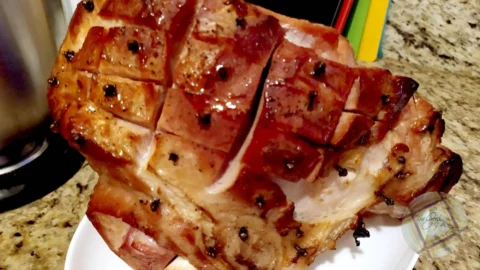 Garlic Studded Ham with Cherry Glaze in the Nesco