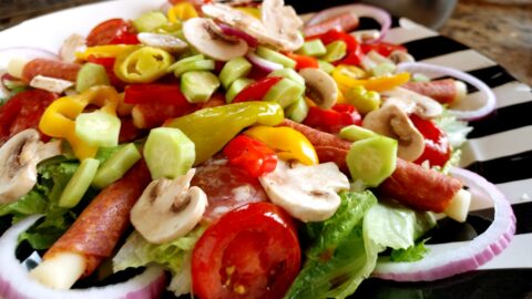 Antipasto salad with Panino