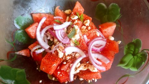 watermelon salad with feta