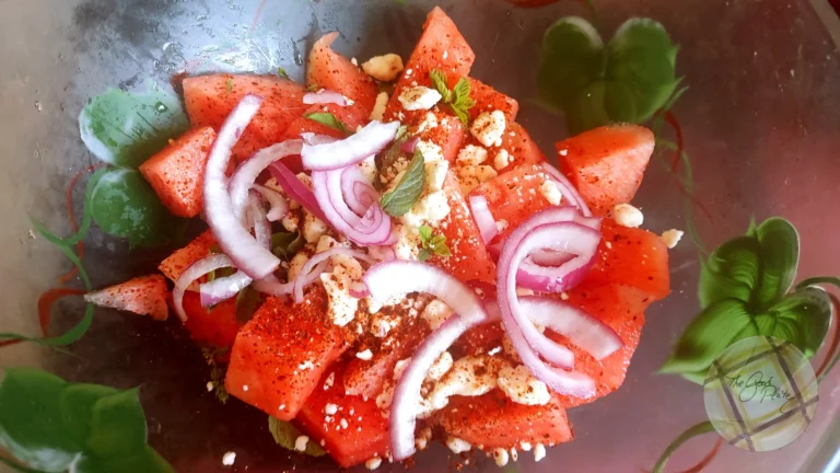 Watermelon salad with feta and mint