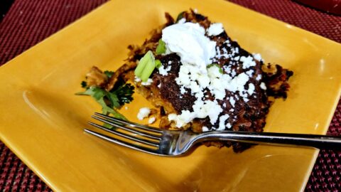 Stacked Enchiladas with Red Chipotle Sauce