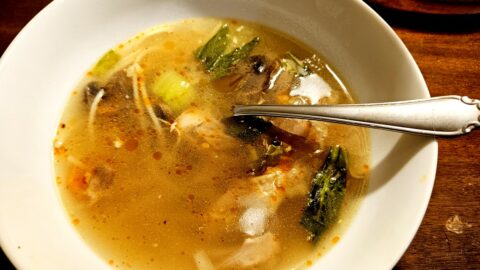 Bok Choy Chicken Soup Served