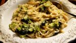 Fettuccini With Broccoli Served