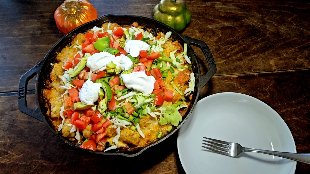 Turkey Taco Tot Hotdish Served