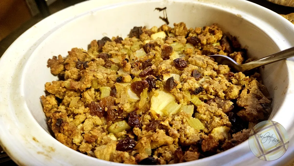 Apple Sausage Cornbread Stuffing Plated