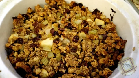 Apple Sausage Cornbread Stuffing Served