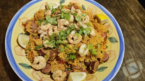 Shrimp Paella In An Instant Served