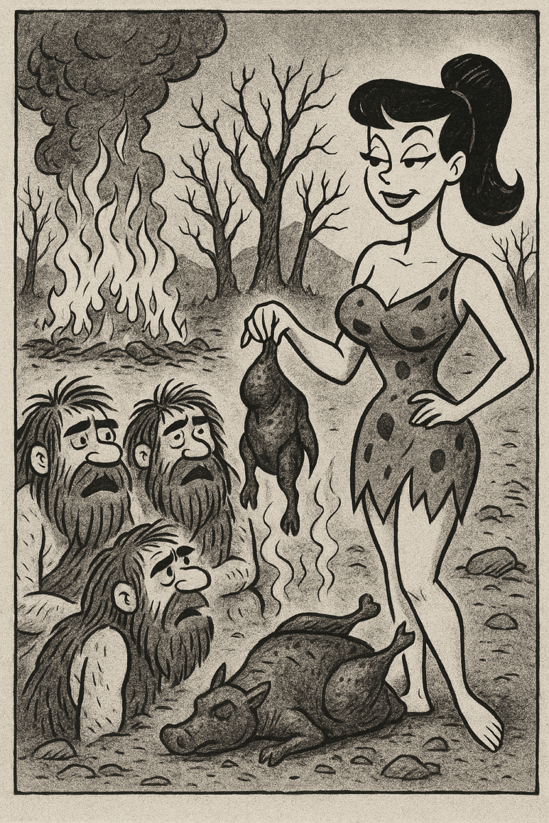 Smoke Food Cavemen Cartoon