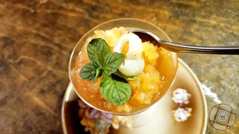 Cantaloupe Lychee Sorbet Plated