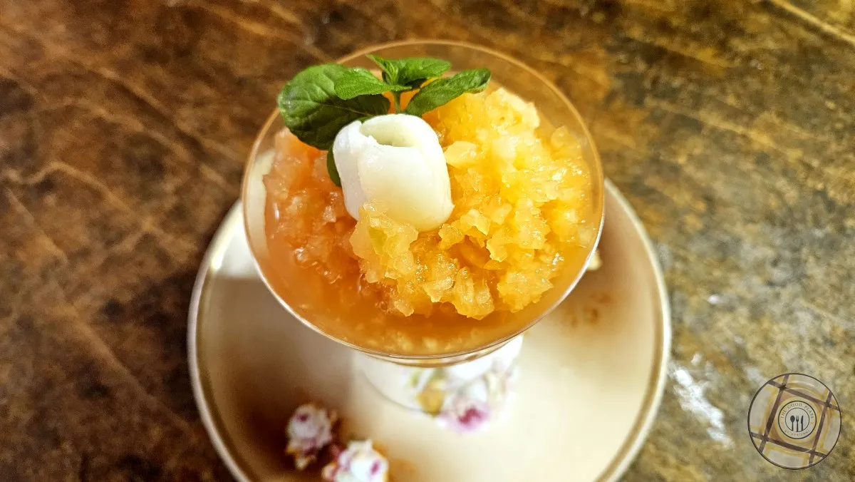 Cantaloupe Lychee Sorbet Served