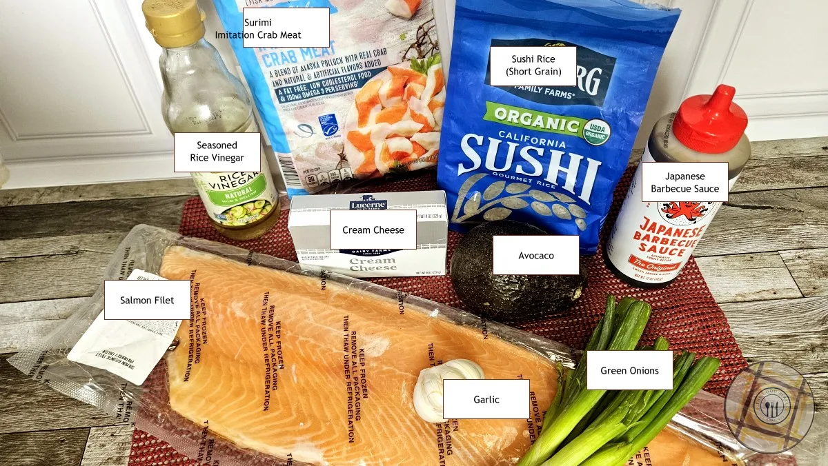 Baked Salmon Sushi Stack Ingredients