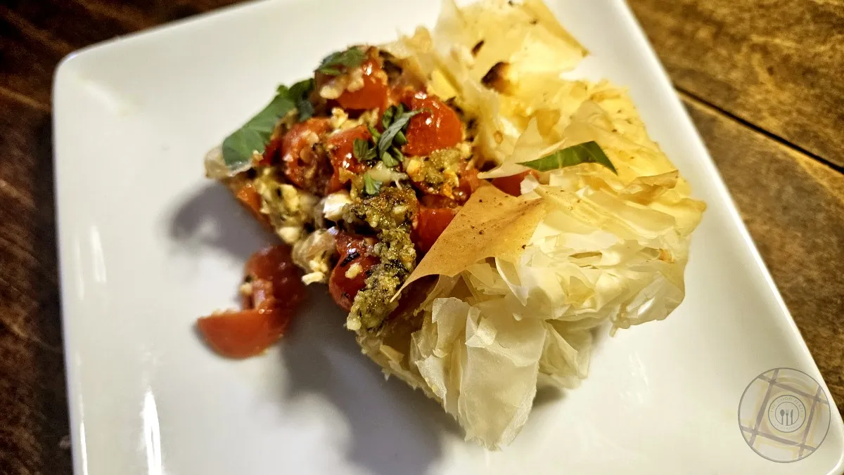 Cherry Tomato Phyllo Tart Served