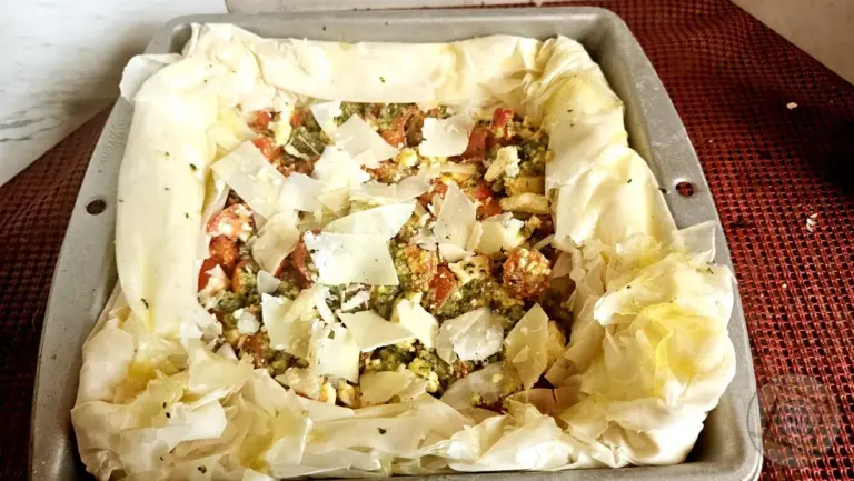 Cherry Tomato Phyllo Tart Shaved Parmesan