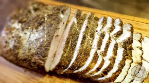 Red Wine Fennel Crusted Pork Roast Served